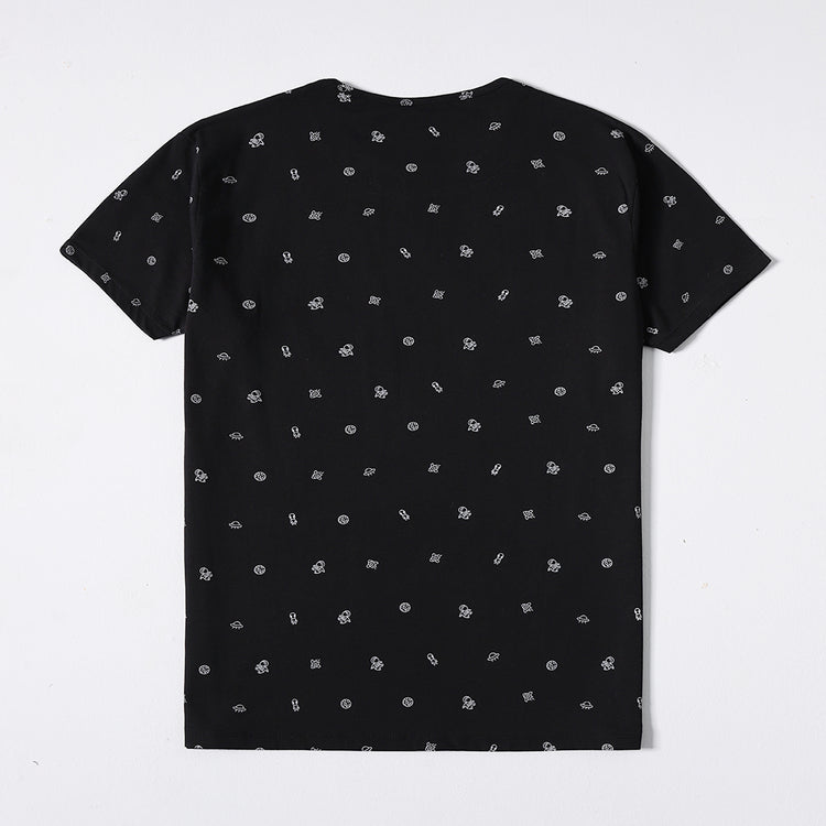 Crew Neck Black-Rotary Printed  Tee