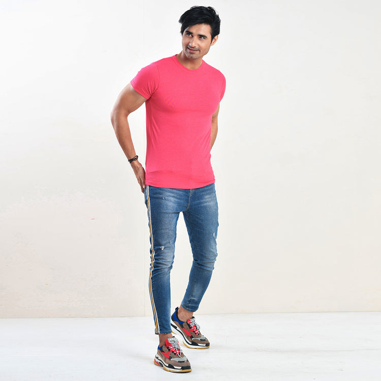 Reddish-Rose Color Plain Tee