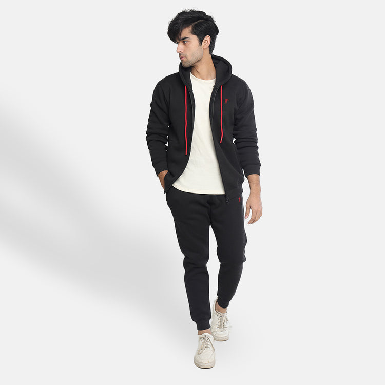 Black Zipper Look Tracksuit