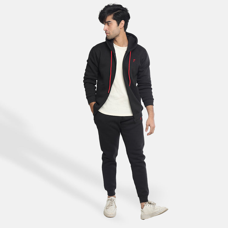 Black Zipper Look Tracksuit