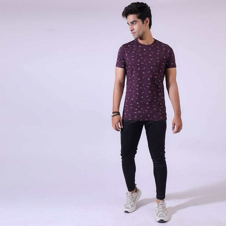 Crew Neck-Rotary Print Tee