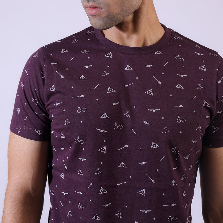 Crew Neck-Rotary Print Tee