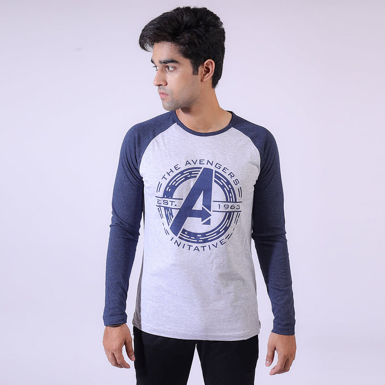 Grey/Blue Hero Graphic Surtout Tee