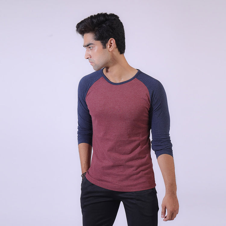 Blue/Maroon Raglan Plain-Surtout