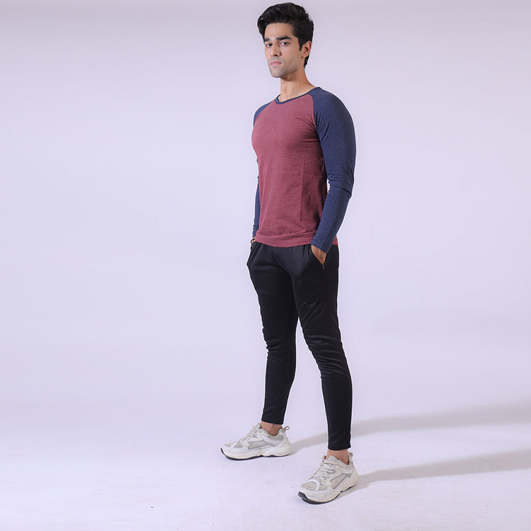 Blue/Maroon Raglan Plain-Surtout