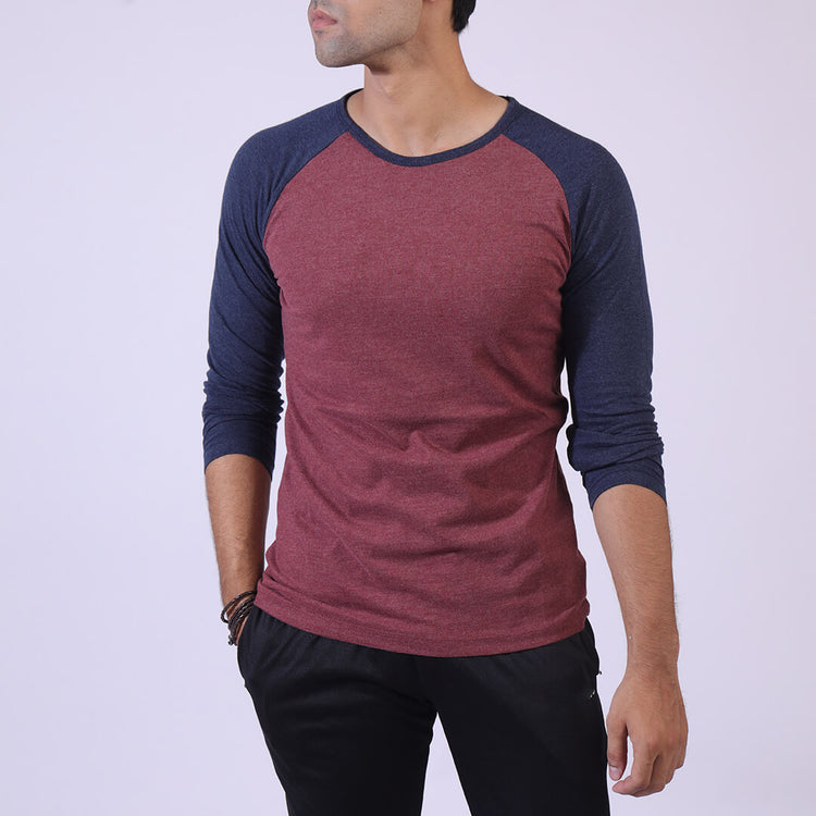 Blue/Maroon Raglan Plain-Surtout