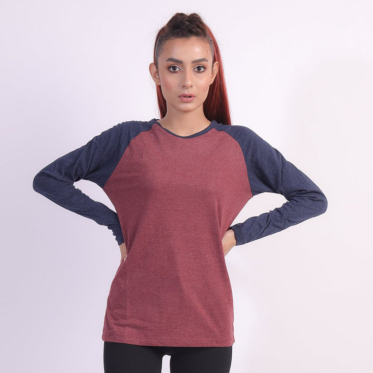 Blue/Maroon Raglan Plain-Surtout