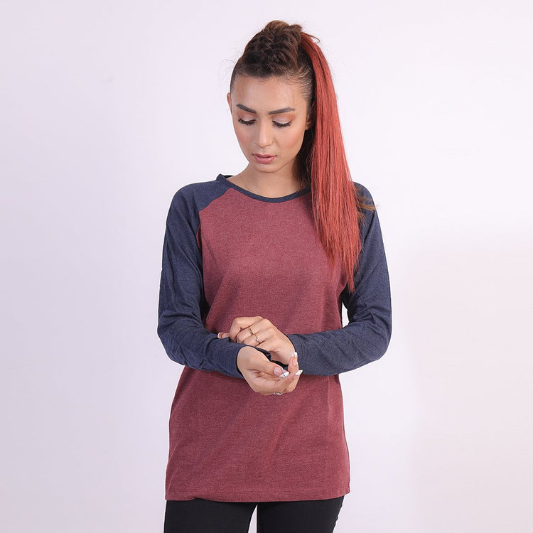 Blue/Maroon Raglan Plain-Surtout