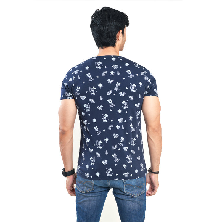 Crew Neck Blue-Rotary Print Tee