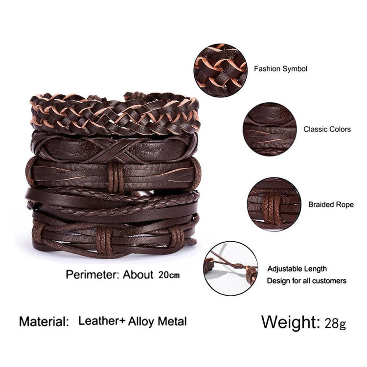 Multilayer Leather Punk Wrap Bracelets - RMS001