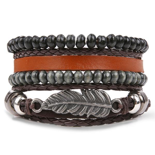 Pack of 3 Bracelets - Multilayer Leather Punk Wrap Bracelets