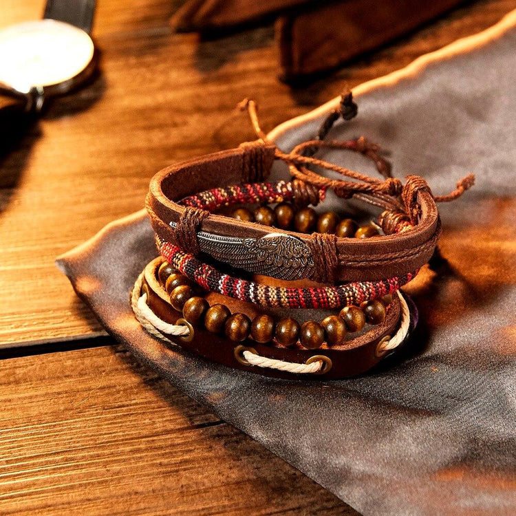 Multilayer Leather Punk Wrap Bracelets - RMS008