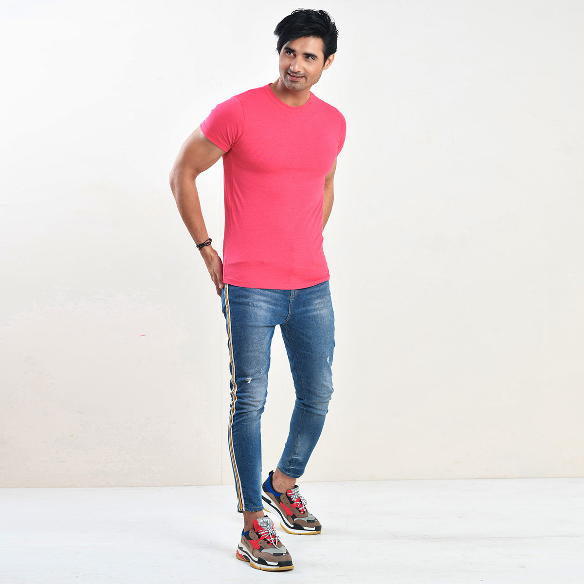 Reddish-Rose Color Plain Tee