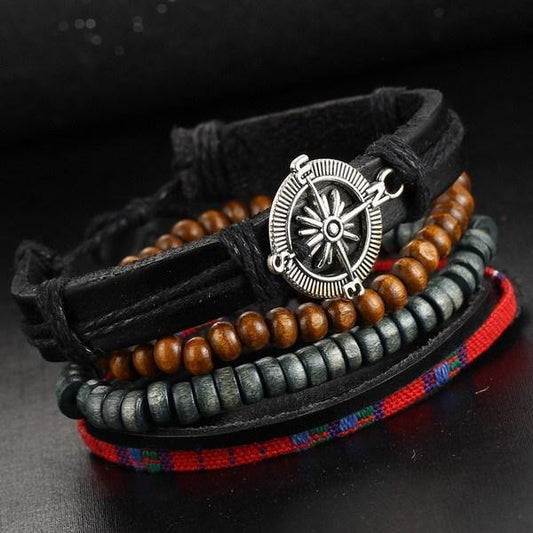 4 Piece Leather Multi-layer Bead Bracelets - Ready Made Suits