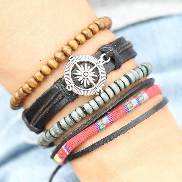 4 Piece Leather Multi-layer Bead Bracelets - Ready Made Suits