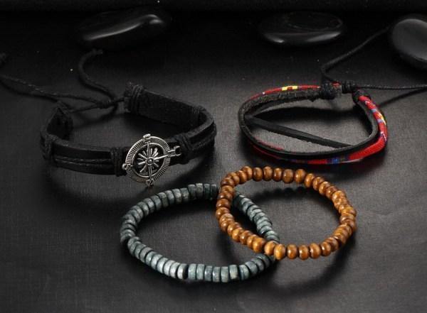 4 Piece Leather Multi-layer Bead Bracelets - Ready Made Suits