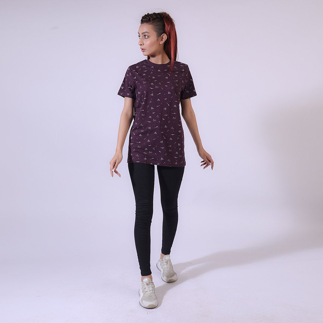 Crew Neck-Rotary Print Tee