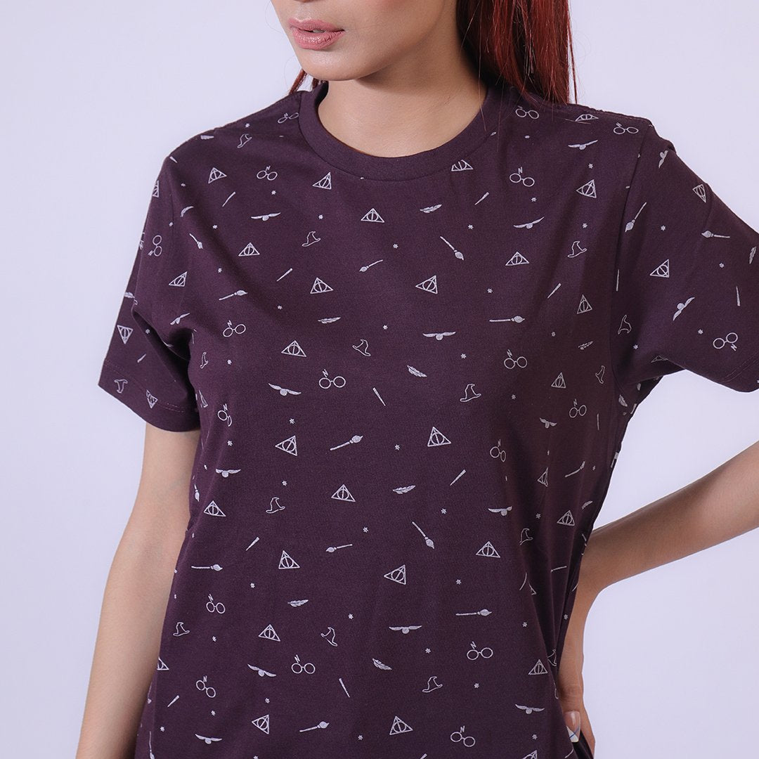 Crew Neck-Rotary Print Tee