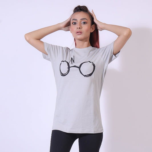 Crew Neck Grey Graphic Tee
