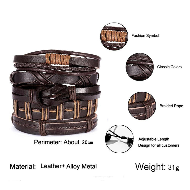 Multilayer Leather Punk Wrap Bracelets - RMS002
