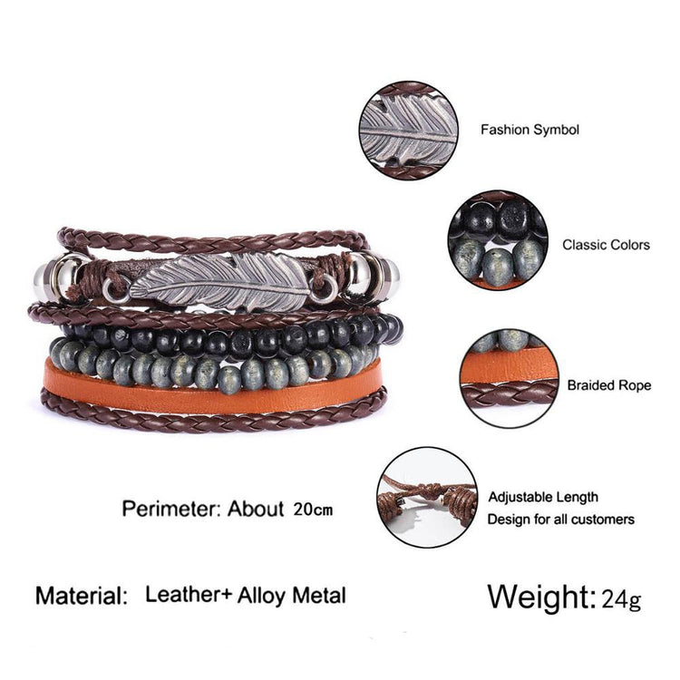 Multilayer Leather Punk Wrap Bracelets - RMS003
