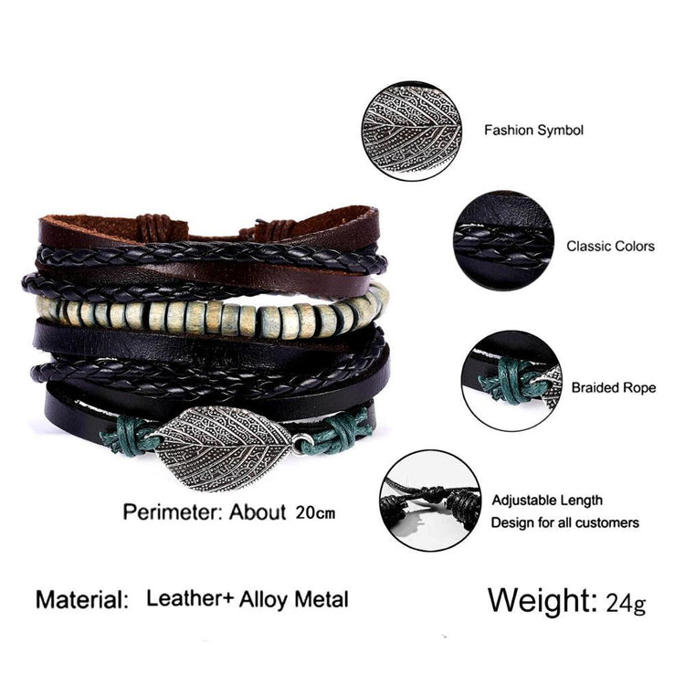 Multilayer Leather Punk Wrap Bracelets - RMS004