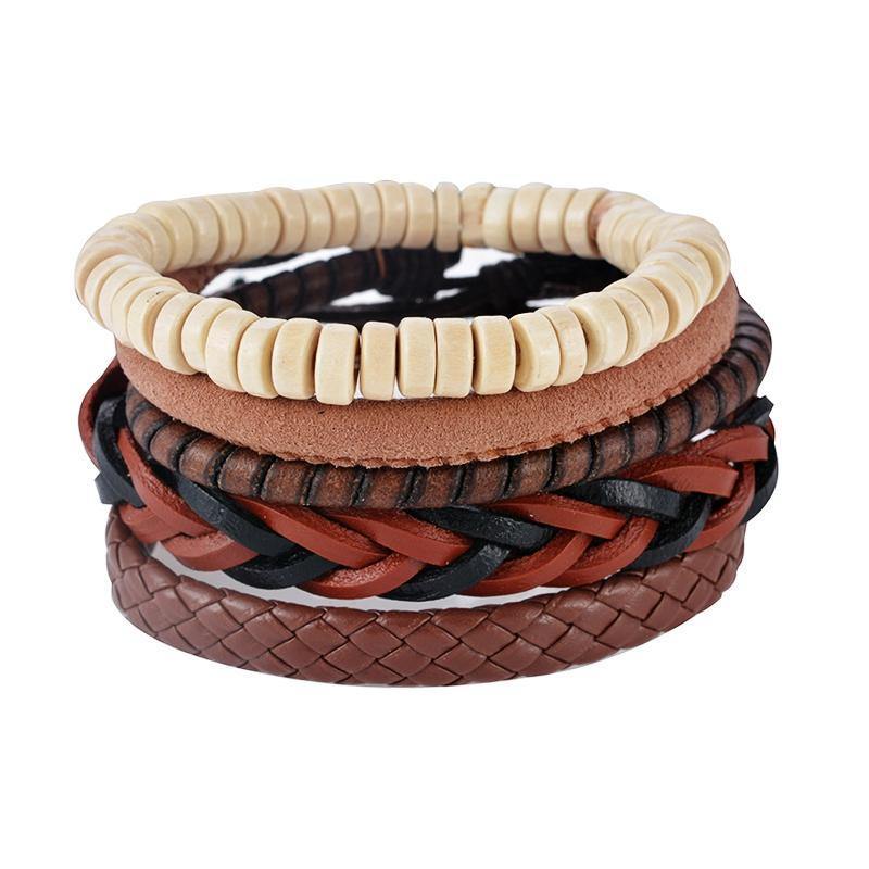 Leather, Multilayer Bead & Punk Wrap Bracelets – 503 - Ready Made Suits